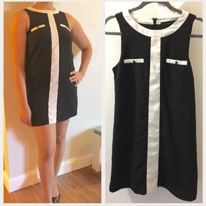 Bordeaux little blk/white shift dress- Mod 60s++